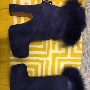 Indigo Blue Fur Booties - image 1